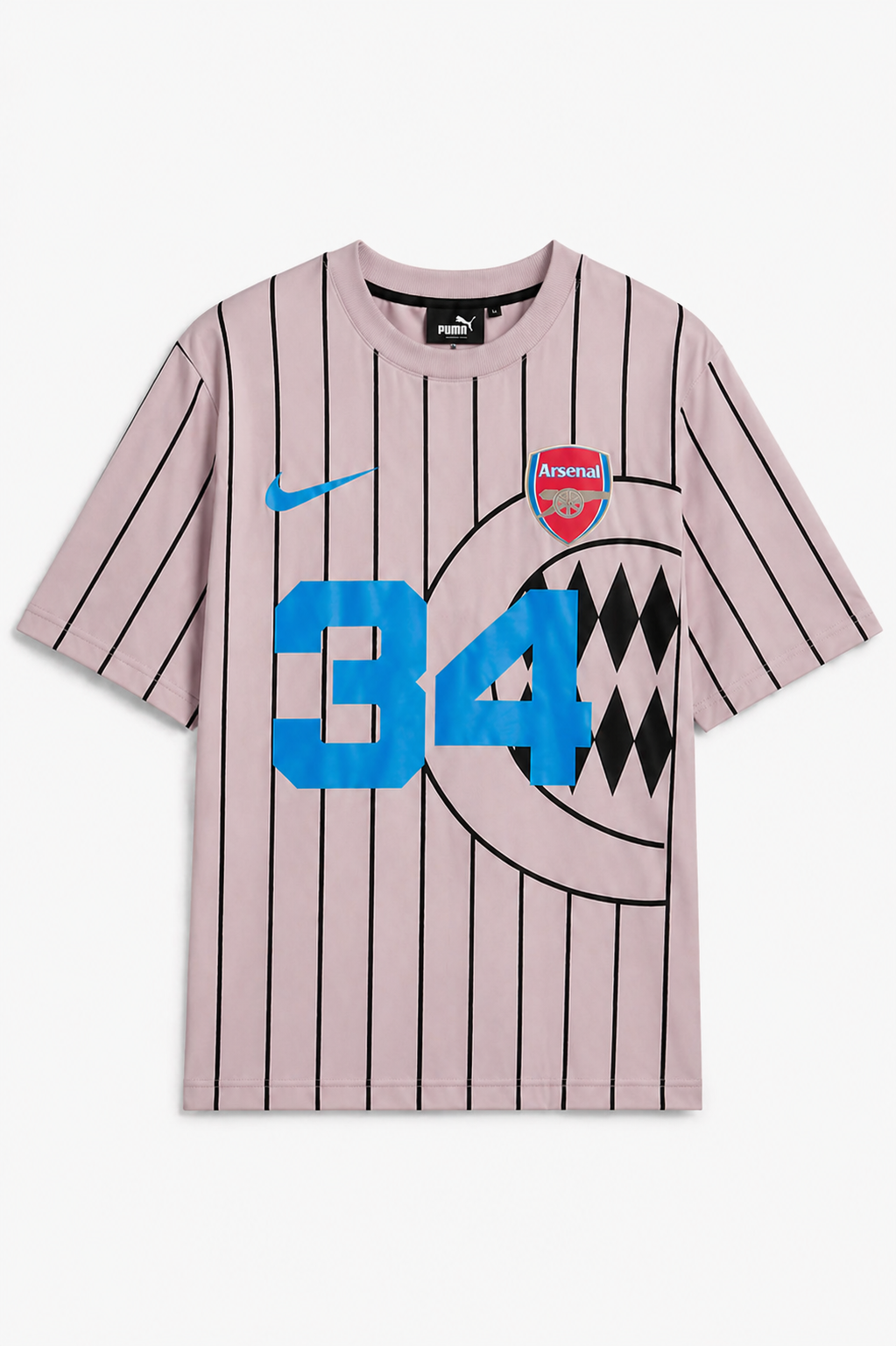 Men’s Oversized Number 34 Print T-Shirt | Streetwear Striped Style