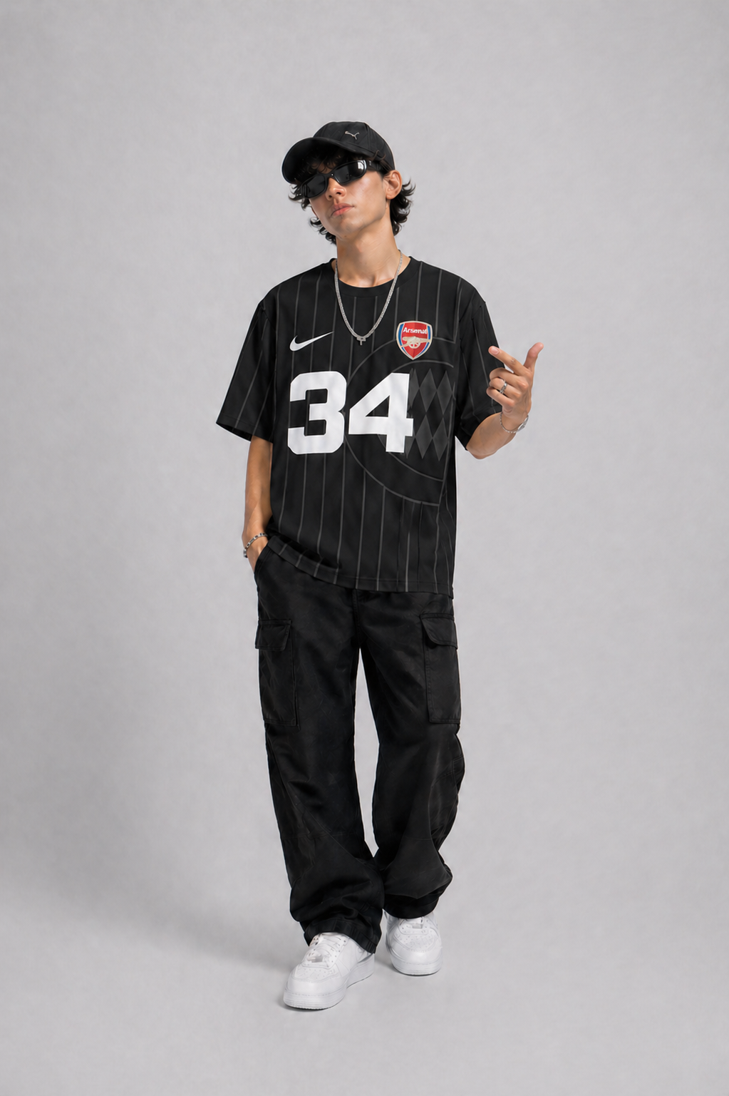 Men’s Oversized Number 34 Print T-Shirt | Streetwear Striped Style