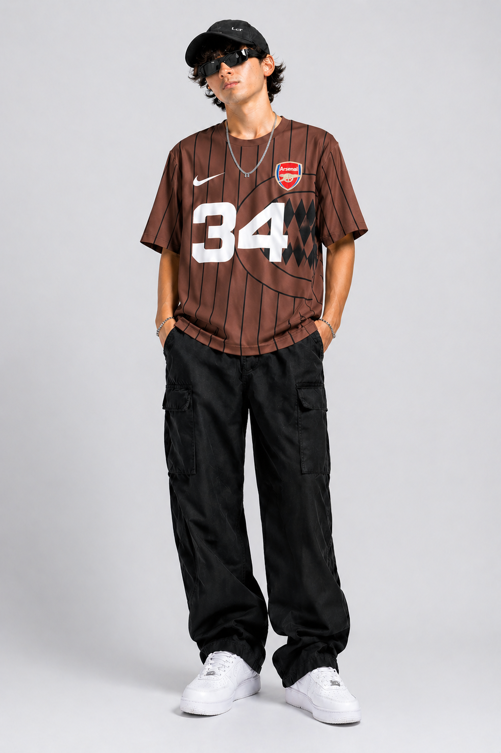 Men’s Oversized Number 34 Print T-Shirt | Streetwear Striped Style
