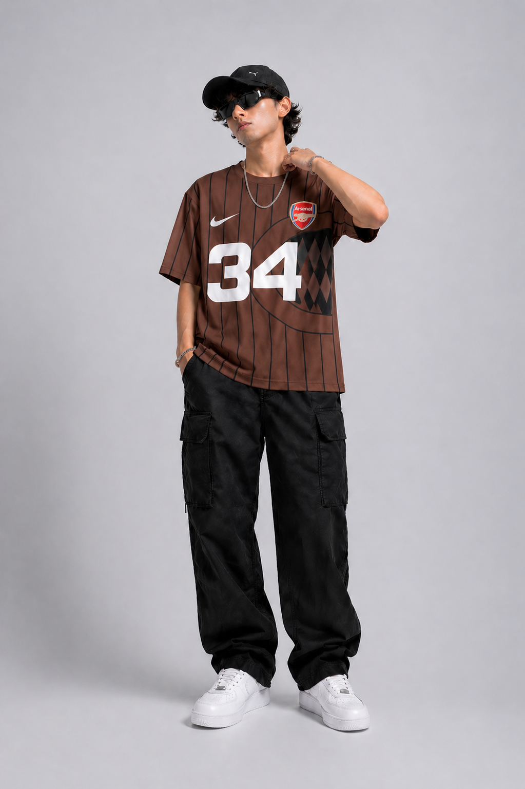 Men’s Oversized Number 34 Print T-Shirt | Streetwear Striped Style