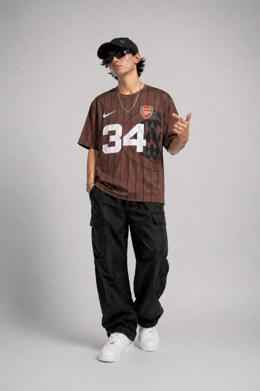 Men’s Oversized Number 34 Print T-Shirt | Streetwear Striped Style