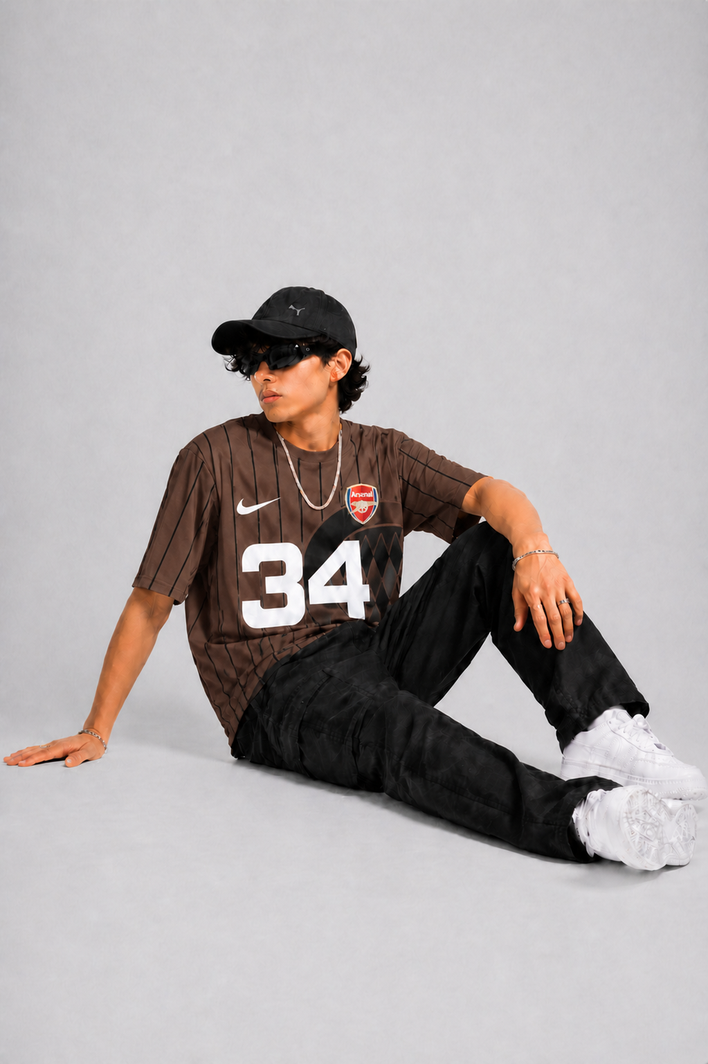 Men’s Oversized Number 34 Print T-Shirt | Streetwear Striped Style