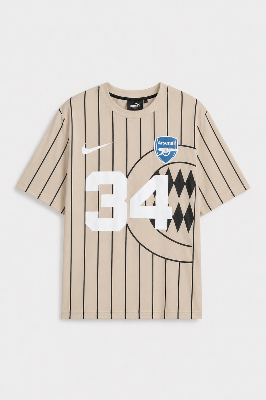 Men’s Oversized Number 34 Print T-Shirt | Streetwear Striped Style