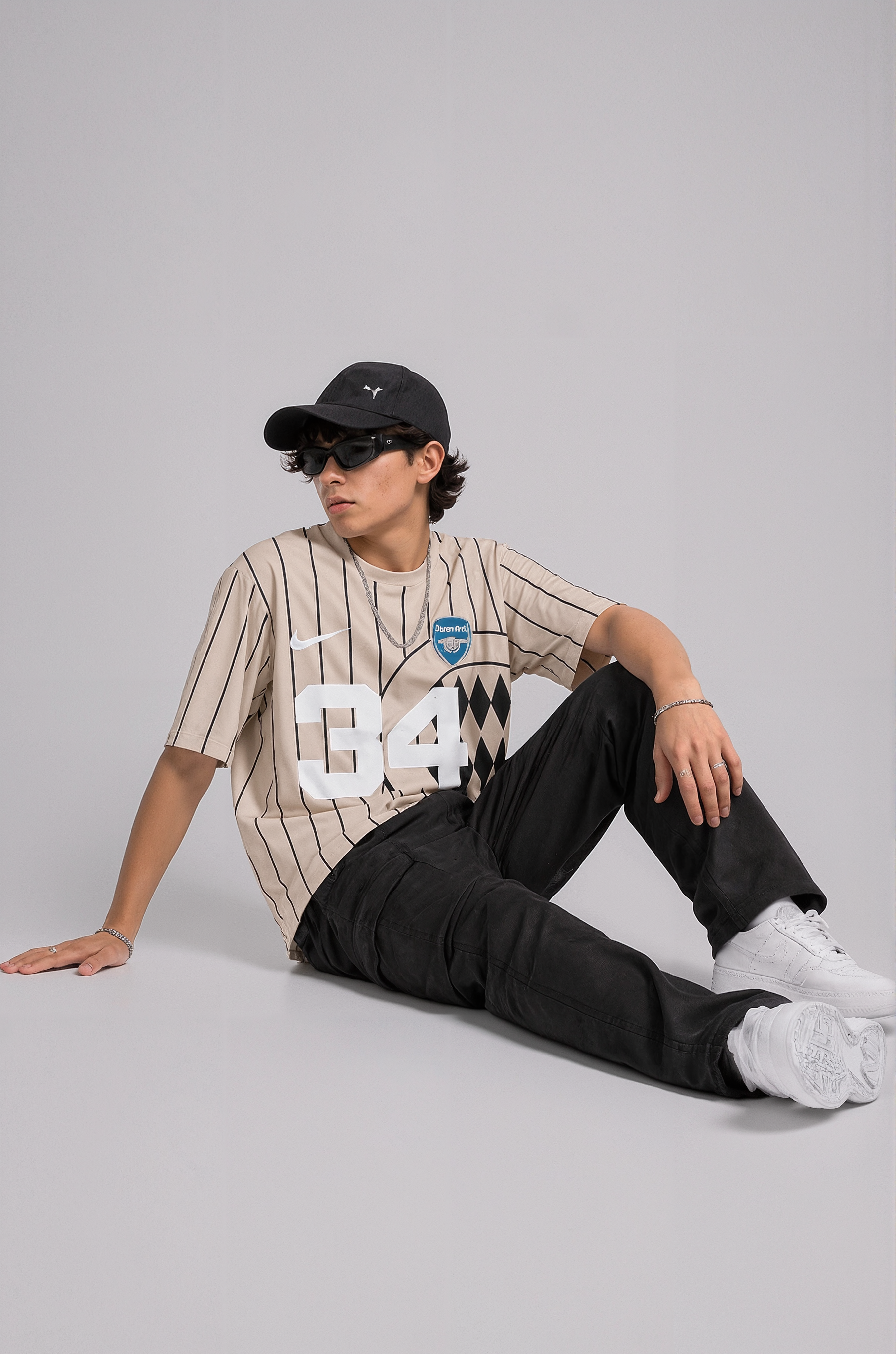 Men’s Oversized Number 34 Print T-Shirt | Streetwear Striped Style