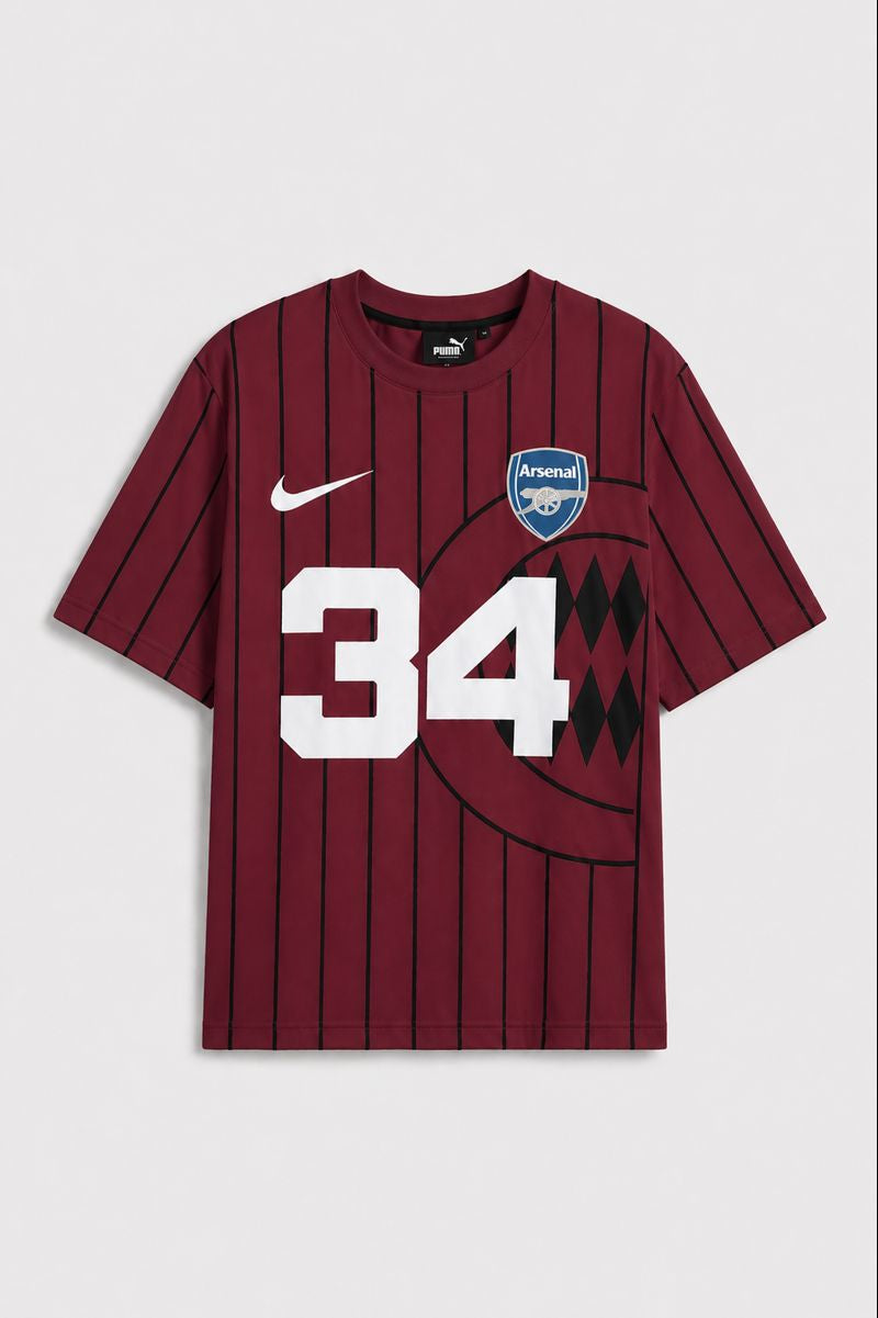 Men’s Oversized Number 34 Print T-Shirt | Streetwear Striped Style