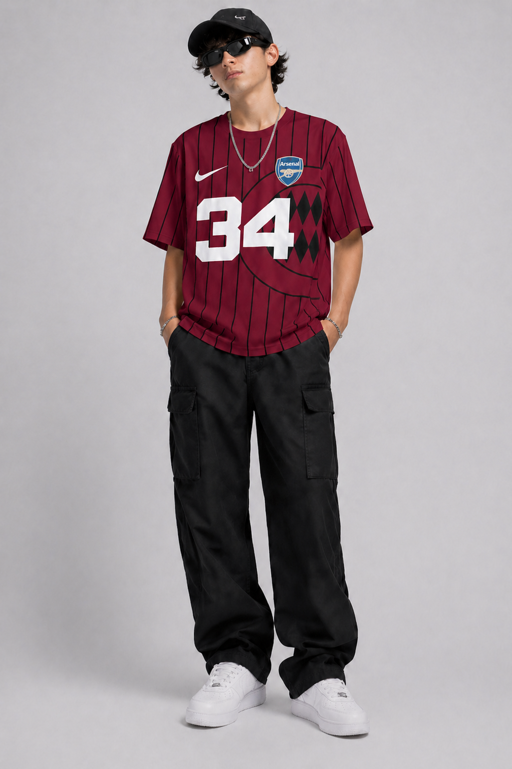 Men’s Oversized Number 34 Print T-Shirt | Streetwear Striped Style