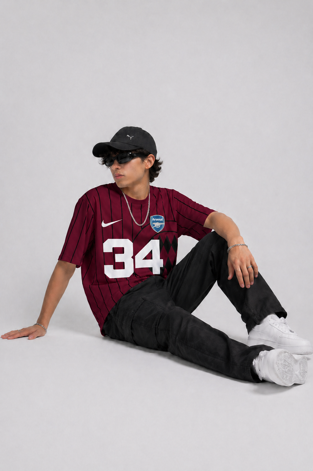Men’s Oversized Number 34 Print T-Shirt | Streetwear Striped Style