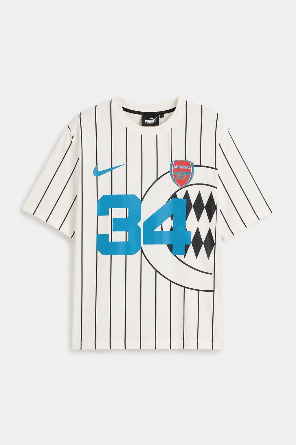 Men’s Oversized Number 34 Print T-Shirt | Streetwear Striped Style