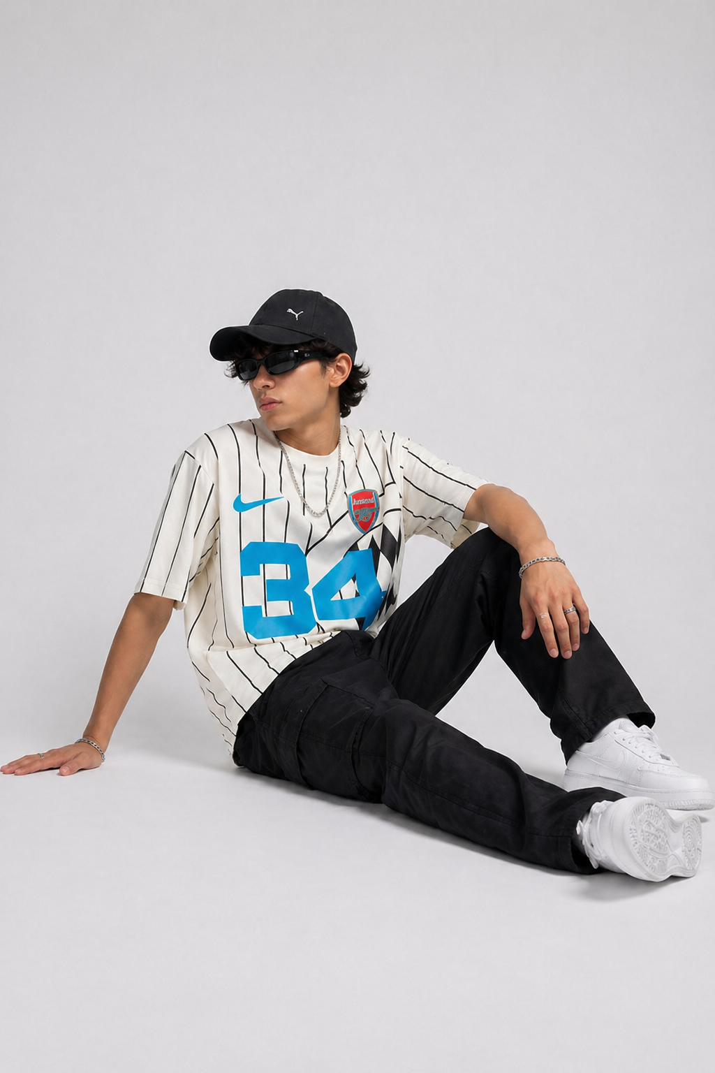 Men’s Oversized Number 34 Print T-Shirt | Streetwear Striped Style