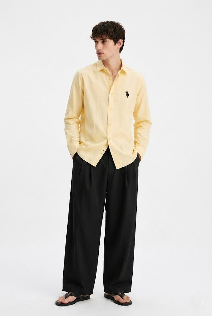 Men’s Premium Yellow Solid Casual Shirt