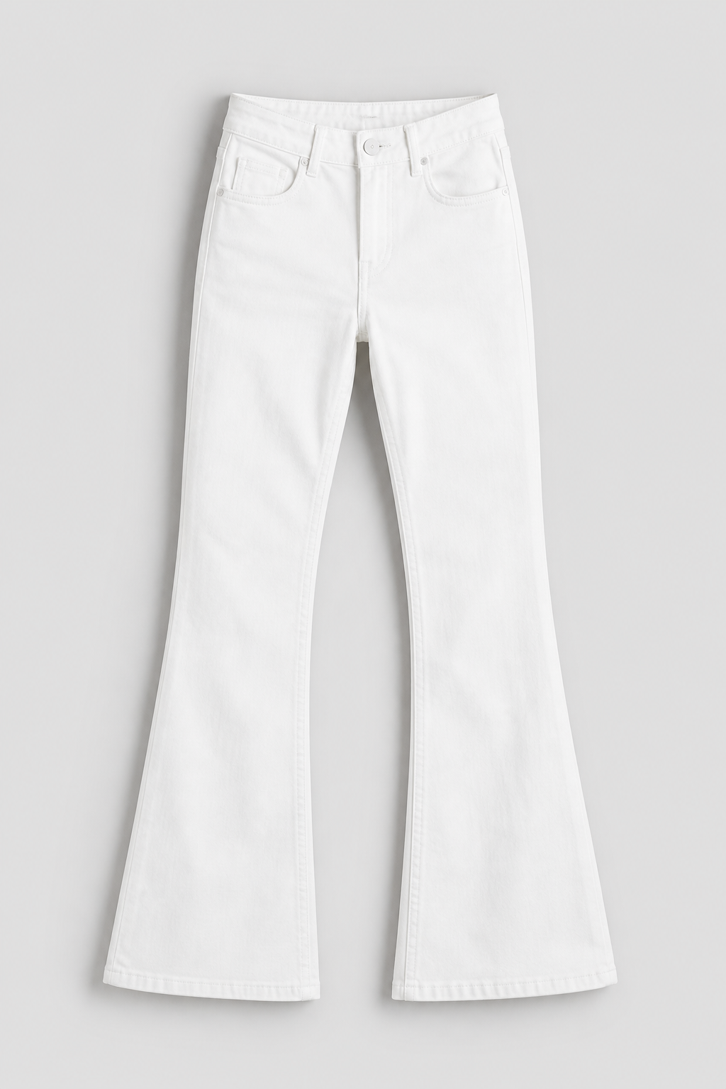 Retro Flare Fit White Jeans For Women