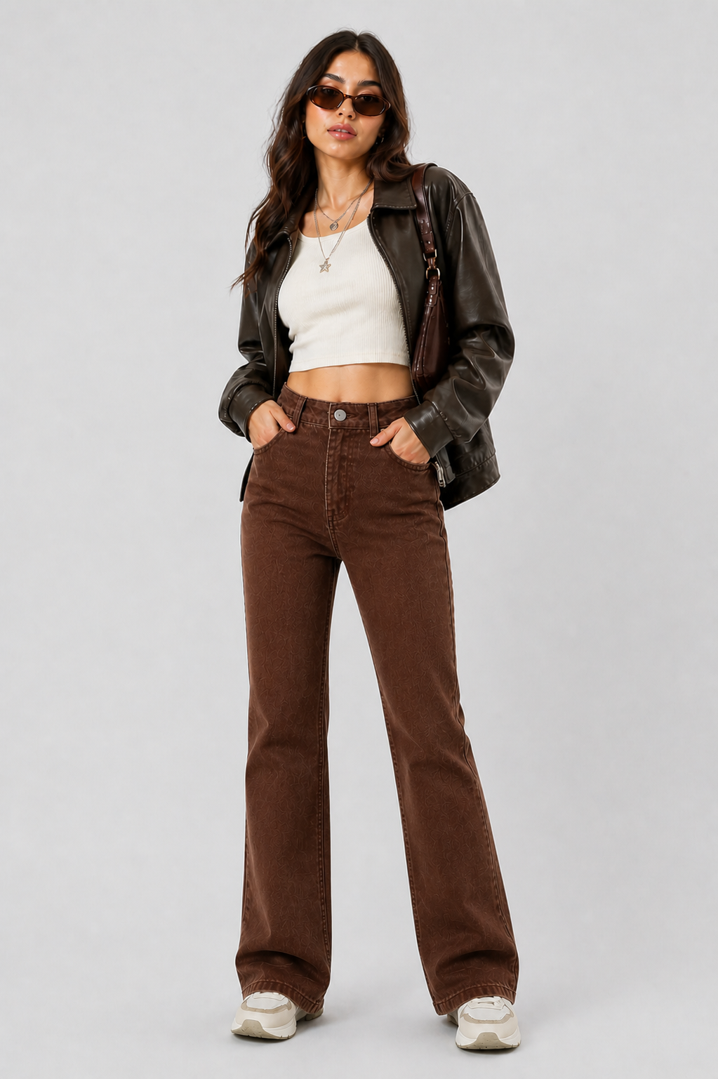 Straight Fit Brown Jeans For Women